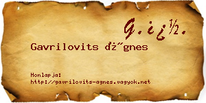 Gavrilovits Ágnes névjegykártya